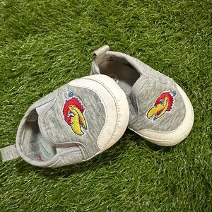 Gray and White Jayhawk KU Shoes